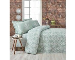 Asir - Dubbele gewatteerde set voor sprei - Zeegroen - 200 x 220