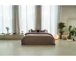 Kayori Saya Dekbedovertrek Katoensatijn - 240x200-220 cm +2 slopen - Lits-jumeaux - Biologisch Katoen - Taupe