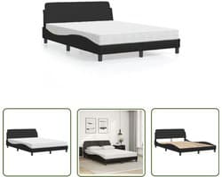vidaXL Boxspring - Slaapcomfort - Bed met matras Dover kunstleer zwart 120x200 cm - Tweepersoonsbed - King Size Bed - Modern Bed