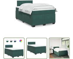 vidaXL Donkere Groene Boxspring - Boxspring - Boxspring met matras fluweel donkergroen 120x200 cm - Velvet Boxspring - Slaapcomfort - Boxspring Kopen