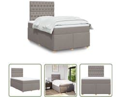 vidaXL Boxsprings - Boxspring - Boxspring met matras stof taupe 120x200 cm - Matras - Matrassen - Bed Frame