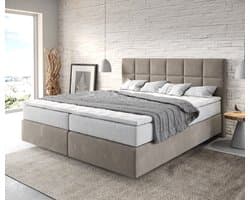 Boxspringbed Dream-Fine Microvezel Beige 180x200 cm met TFK Matras en Visco Topper