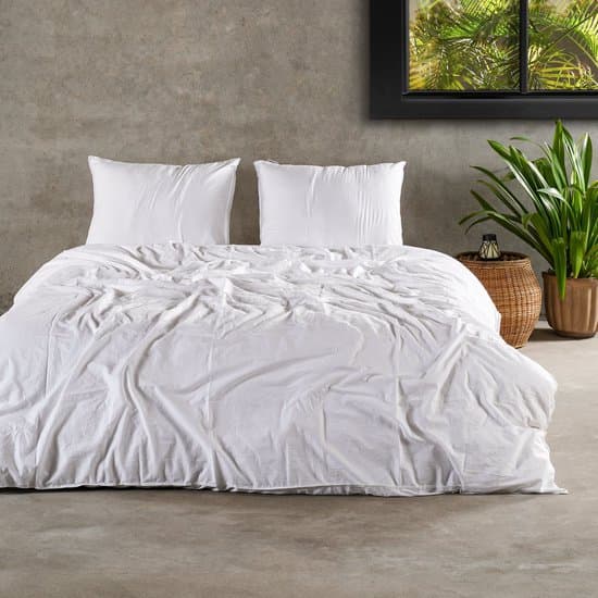 Charm & Co Stone washed - Dekbedovertrek - 100% Zacht Katoen - Lits-jumeaux - 240 x 200/220 - Wit