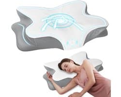 Ergonomisch Vlinderkussen van Traagschuim – Nekondersteunend Hoofdkussen met Wasbare Hoes – Hotelkwaliteit – Voor Rug- en Zijslapers