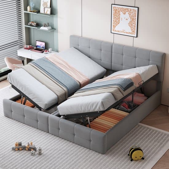 Sweiko Gestoffeerd bed - 180x200 cm - Verstelbaar hoofdeinde - Opbergruimte - Velvet - Grijs