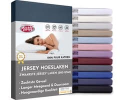 Double Jersey Hoeslaken - Hoeslaken 180x200+30 cm - 100% Katoen  Antraciet
