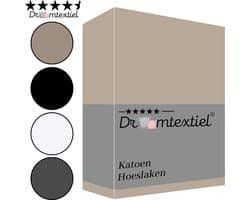 Droomtextiel Luxe Hoeslaken Glad Katoen Zand Lits-Jumeaux 180x220 cm - Hoogwaardige Kwaliteit - 100% Katoen
