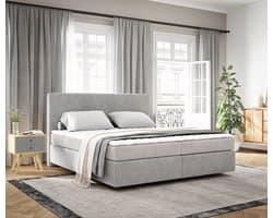 Boxspringbed Dream-Well Cord Zilvergrijs 180x200 cm met Matras en Topper