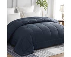 4-seizoenen marineblauw dekbed 200 x 200 cm - microvezel - ademend en superzacht - all-season slaapdeken - doorgestikt - hypoallergeen - allergievriendelijk