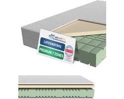 AM Qualitätsmatratzen - Premium latex matras 200x200cm - Zacht (H2) - Hoogwaardig matras met 4cm latex deklaag - 23cm hoogte - Made in Germany