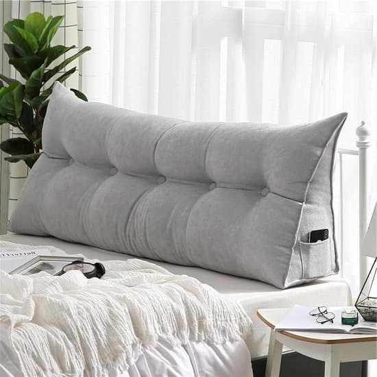 Leeskussen - Wigkussen Rugsteun - Comfortabel Ontspannen - Ergonomisch Ontwerp - 150 x 50 x 20 cm - Lichtgrijs