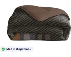 Zelesta Royalbed Brown Stripes 240x200 - Dekbed zonder overtrek - met Instopstrook - Wasbaar dekbed met Vaste Overtrek - All year zomerdekbed & winterdekbed
