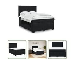 vidaXL Boxspringbed - Boxspring - Boxspring met matras fluweel zwart 160x200 cm - Fluweel - Zwarte Boxspring - Tweepersoons Bed