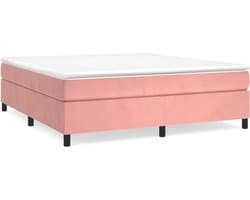 vidaXL - Boxspring - bed - fluweel - roze - 180x200 - cm