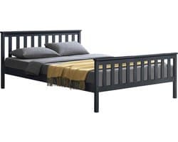 Houten bed Sterk massief grenen 180x200 cm donkergrijs