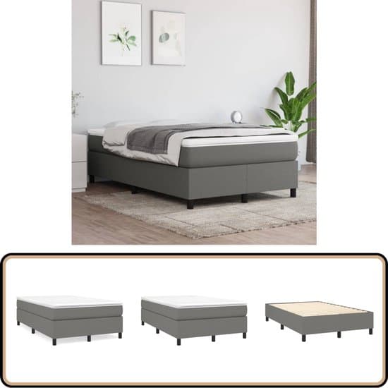 vidaXL Donkergrijs Bedframe 120x200 cm Stof Boxspringframe - Bedframe - Donkere Kleuren - Grijs - Slaapkamer Meubels