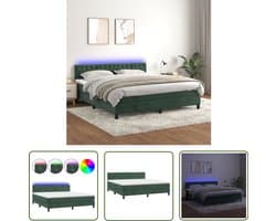 vidaXL Boxspring - Fluweel - LED - 160x200 cm Boxspring - Led Boxspring - Fluweel Boxspring - Hoofdboard - Pocketed Spring Mattress