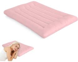 Plat Hoofdkussen - Dun Kussen - Gezonde Slaap - 3D Steppung Ondersteuning - 46 x 72 cm - Roze