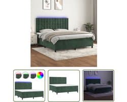 The Living Store Boxspring Fluweel Donkergroen 160x200 - LED - Pocketvering