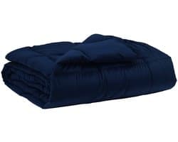 vidaXL - Volledig - Jaar - Dekbed - Donkerblauw - 155 - x - 200 - cm - Microvezel
