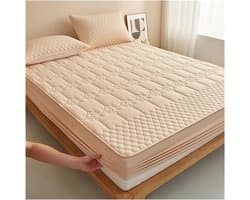 Waterdichte matrasbeschermer - Matrasdek - Bed beschermen - Gewatteerd jacquard - 80 x 200 cm - Kaki