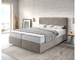 Boxspringbed Dream-Well Microvezel Beige 160x200 cm met TFK Matras en Visco Topper