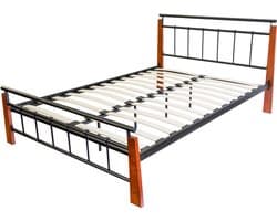 Homestyle4u Tweepersoonsbed - 160x200 cm - met lattenbodem - Zwart