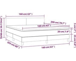 vidaXL - Boxspring - met - matras - fluweel - donkergrijs - 160x200 - cm