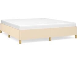 vidaXL - Boxspring - bed - stof - crèmekleurig - 180x200 - cm