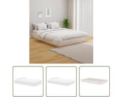 The Living Store Bedframe Grenenhout - Wit - 204 x 123.5 x 21 cm - Voor matras 120 x 200 cm