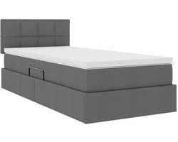 vidaXL - Opbergbed - met - matras - Donkergrijs - 100 - x - 200 - cm - Bewerkt - hout