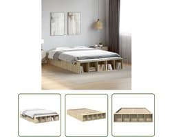 vidaXL Houten Bed - Bed Frame - Bedframe bewerkt hout sonoma eikenkleurig 120x200 cm - Sonomapine Bed - Tweepersoonsbed - Bedroom Furniture