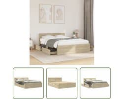vidaXL Houten Bed - Bed Frame - Bedframe met hoofdeinde bewerkt hout sonoma eiken 120x200 cm - Bed Met Opbergruimte - Slaapkamers - Sonoma Eiken