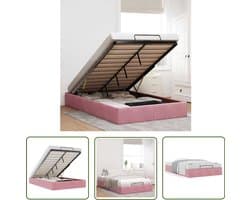 vidaXL Bed Met Opbergruimte - Ottoman Bedframe - Ottoman bedframe zonder matras 120x200 cm fluweel roze - Velvet Bed - Roze Bed - Tweepersoonsbed