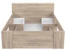 Bed Polly 140 x 190 cm-Kronberg eik - CBA - Tweepersoons bedkader - Bruin - Melamine; Spaanplaat Tweepersoons Normaal bed