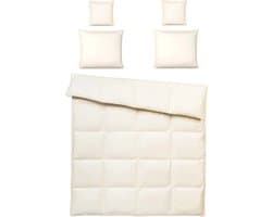 Donzen Dekbed 220x200cm – 3 kg Dons Vulling - 2 Persoons Ganzendons Dekbed – 100% Katoenen Tijk - Satijnen Bies – Kleur Crème – Herfst/Winter Seizoen + 2 Kussens 70x80mm + 2 Kussens 40x40cm