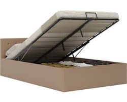 vidaXL Kunstleder Bed - Hydraulisch Bedframe - Bedframe met opslag hydraulisch kunstleer cappuccino 120x200 cm - Opbergbed - Boxspring Alternatief - Tweepersoonsbed