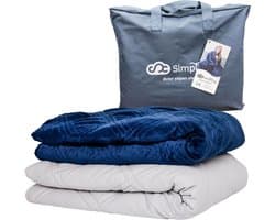 Verzwaringsdeken Set 10 KG Weighted Blanket Beter Slapen – Wasbare Warme Hoes – 200 x 140 – Donkerblauw