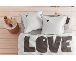 Vtwonen Bold Love dekbedovertrek - Tweepersoons - 200x200/220 cm - Naturel