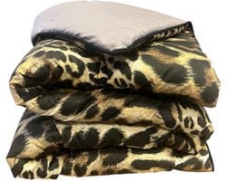 Princessdekbed - Luxe Hoesloos Dekbed 200x200 cm - 2-Persoons - Panterprint Taupe - All Year Comfort - Wasbaar & Anti-Allergisch - Dekbed zonder Overtrek