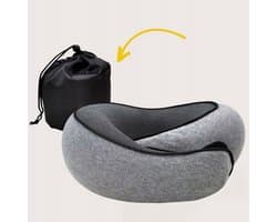 Memory Foam U-vormig kussen - Ergonomisch ontwerp - Zacht en huidvriendelijk - Nekondersteuningskussen - Grijs - Perfect voor dutjes