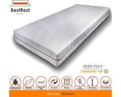 Koudschuim matras - 130x210cm - Hybride Foam - 21cm Matrasdikte - CoolTouch Hoes - Afritsbaar/Wasbaar - Hotel Kwaliteit -Bestrest Bedden