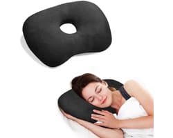 Piercing Kussen - Hoofdkussen Zijslaper - Ergonomisch Gevormd Met 3,5 Inch Gathouder Voor Halssteun En Schouderondersteuning - 1 Stuk - Voor Slaapkamers+Zwart