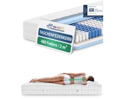 AM Qualitätsmatratzen - Ergonomisch 7-Zone Pocketveringmatras 160x200 cm - Stevig (H4) - 20cm - Matras met 7 ergonomisch ligzones - OEKO-TEX - 7-zone matras 160 x 200 cm - 480 veren