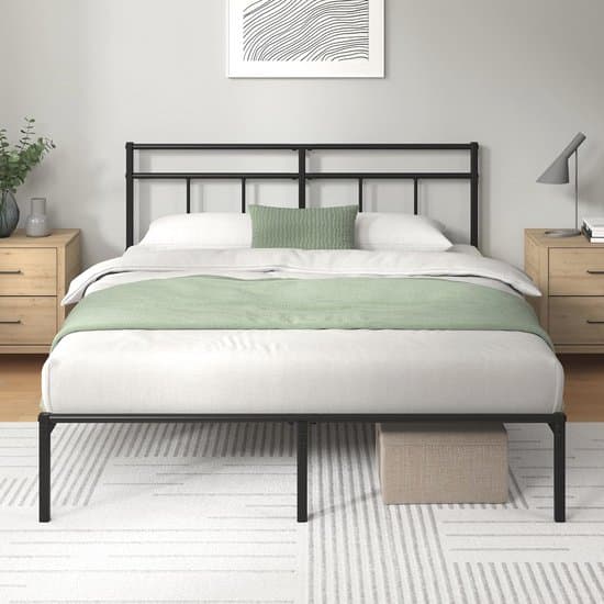 Tweepersoonsbed 160x190 - Duurzaam Metalen Frame met Hoog Hoofdeinde - Modern Design - Opbergruimte Onder Bed - Lattenbodem Inbegrepen