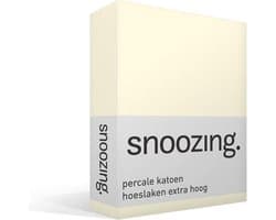 Snoozing - Hoeslaken - Extra hoog - Lits-jumeaux - 180x200 cm - Percale katoen - Ivoor