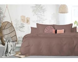 Dekbedovertrek - 200x200/220 - Uni Percal katoen - Met Bies - old pink