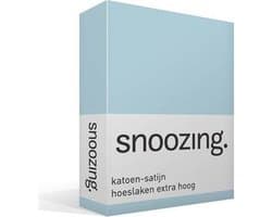 Snoozing - Katoen-satijn - Hoeslaken - Lits-jumeaux - Extra Hoog - 180x200 cm - Hemel