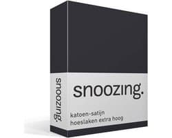 Snoozing - Katoen-satijn - Hoeslaken - Extra Hoog - Tweepersoons - 140x200 cm - Antraciet