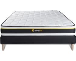 Complete boxspring met matras tweepersoons- Sleepfit Soft zwart - X-Active schuim met microluchtcellen - 120 x 190 cm